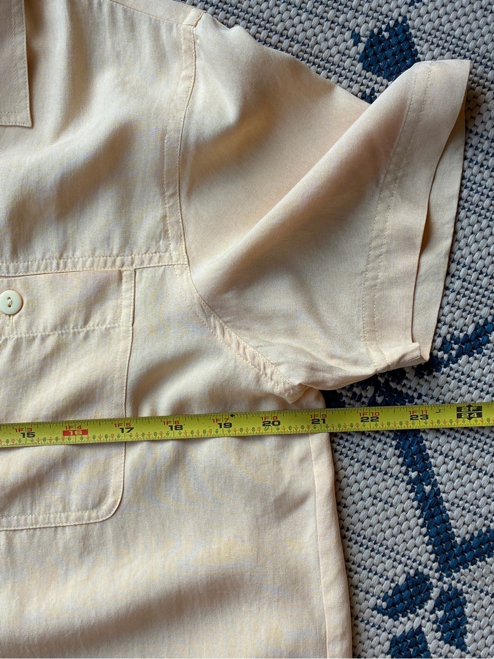 100% Silk Camp Shirt - Peach / Pale Orange - Vintage "Anna and Frank" - Picture 6 of 7